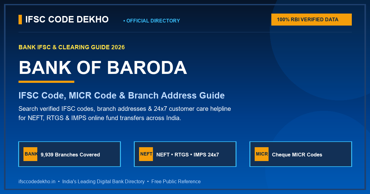 Bank of Baroda (BOB) IFSC Code: Search All 9,939 Branches, MICR Code & NEFT/RTGS Guide